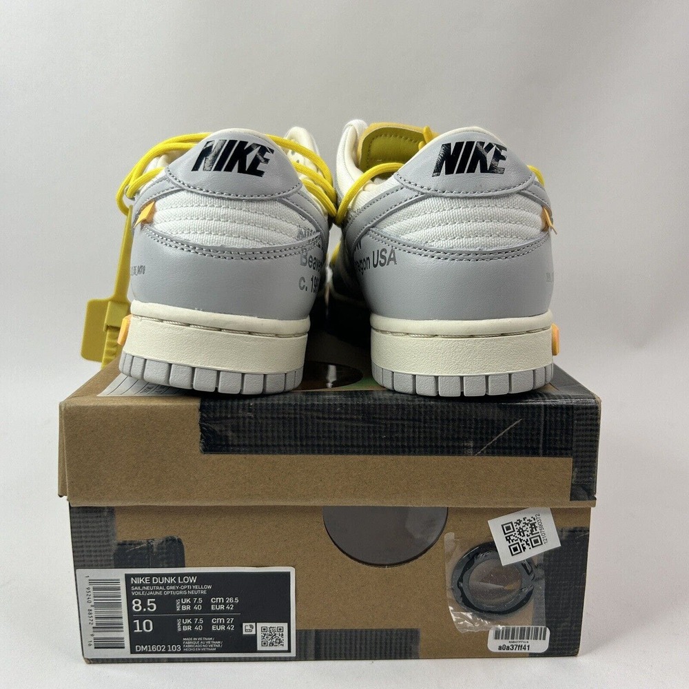 Nike Dunk Low x Off-White Lot 29 of 50 “Sail/Neutral Gray” 2024 - Picture 4 of 5